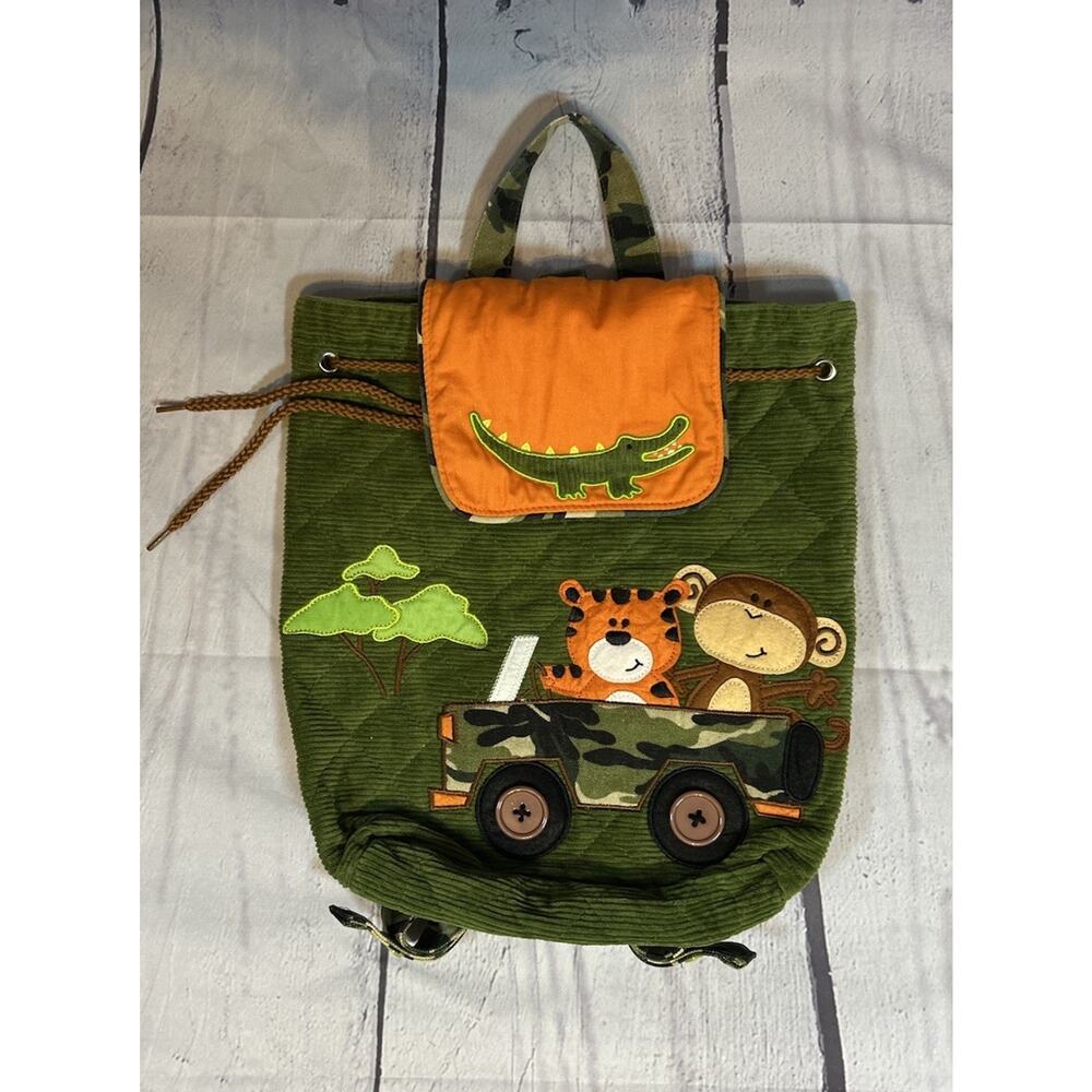 Stephen Joseph Kids Backpack | Green & Orange Animal Safari Design